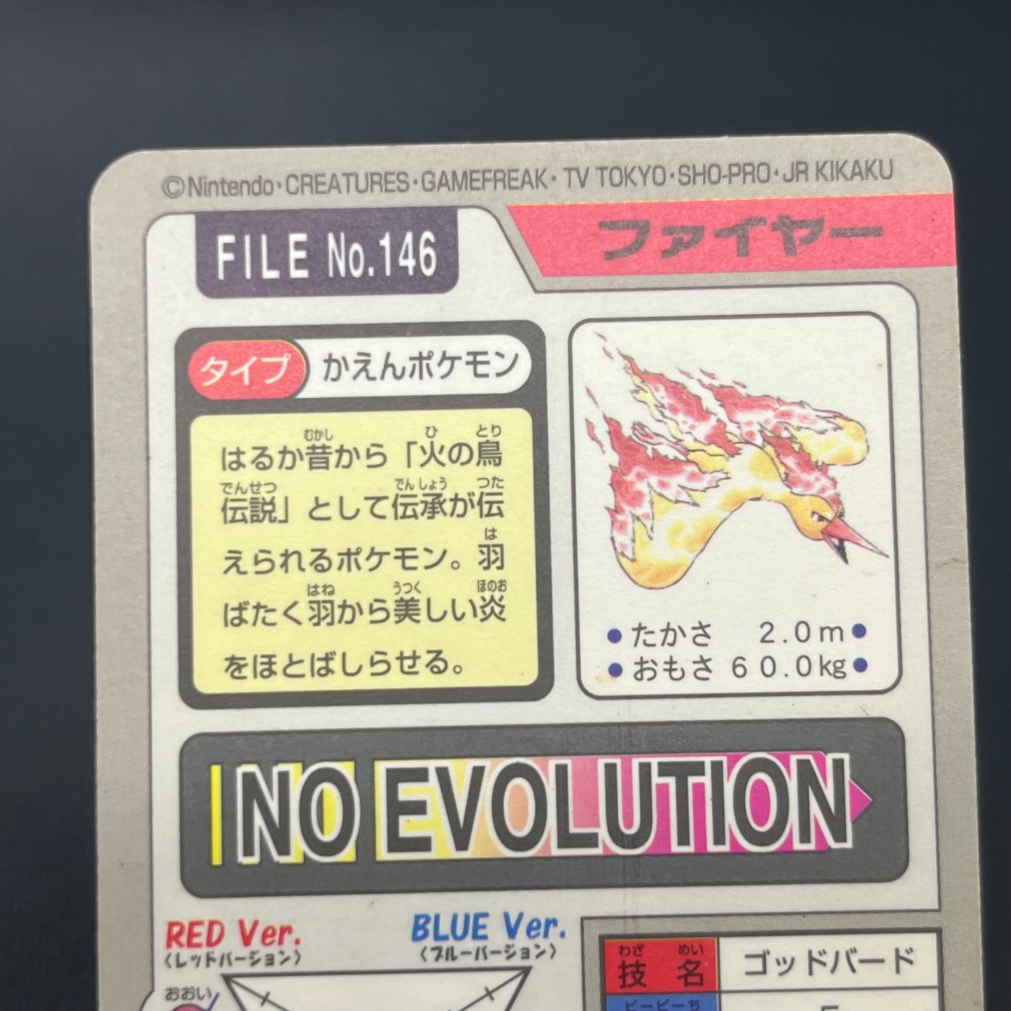 Articuno Zapdos Moltres Carddass Japanese Pokémon card