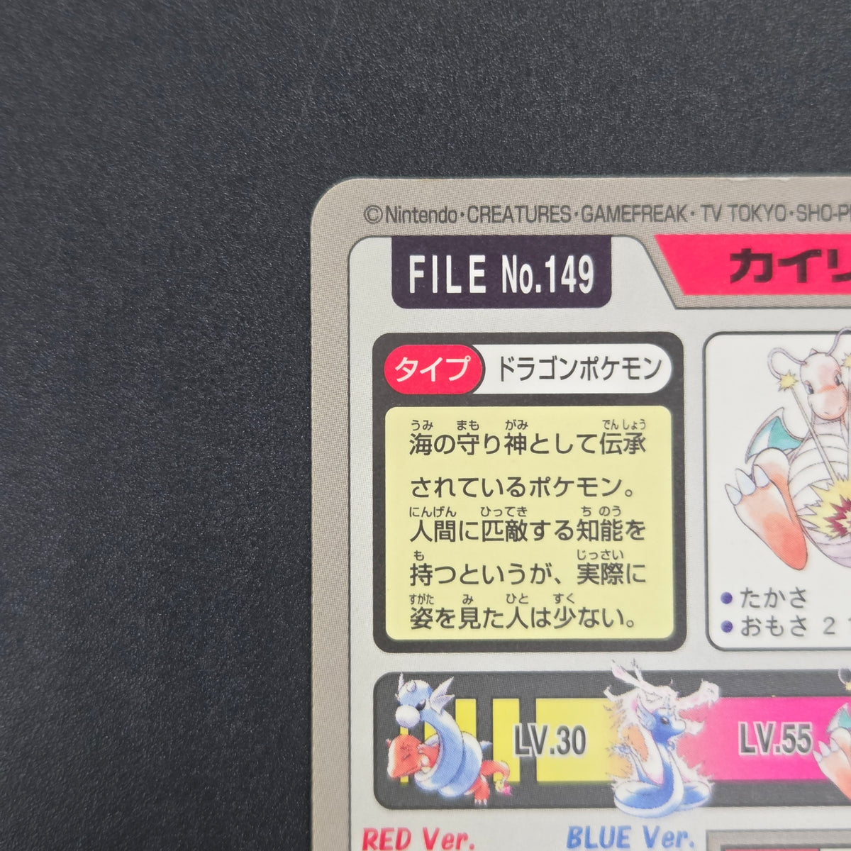 Dragonite File No. 149 Bandai Carddass Prism Pokémon Card