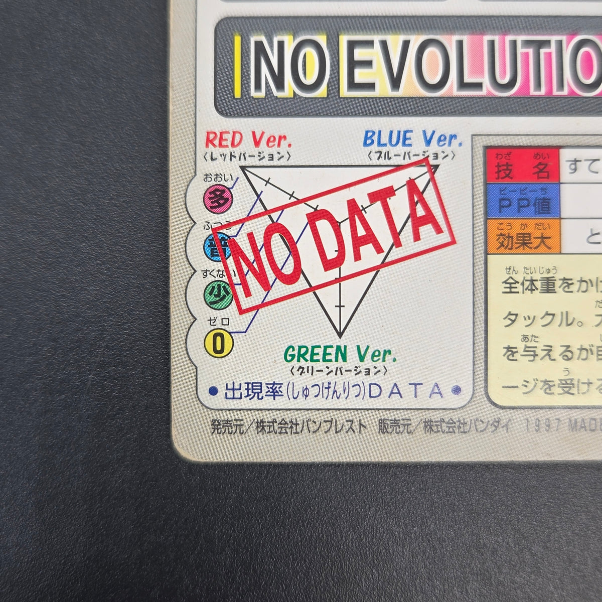Snorlax No. 143 Bandai Carddass Japanese Pokemon Card