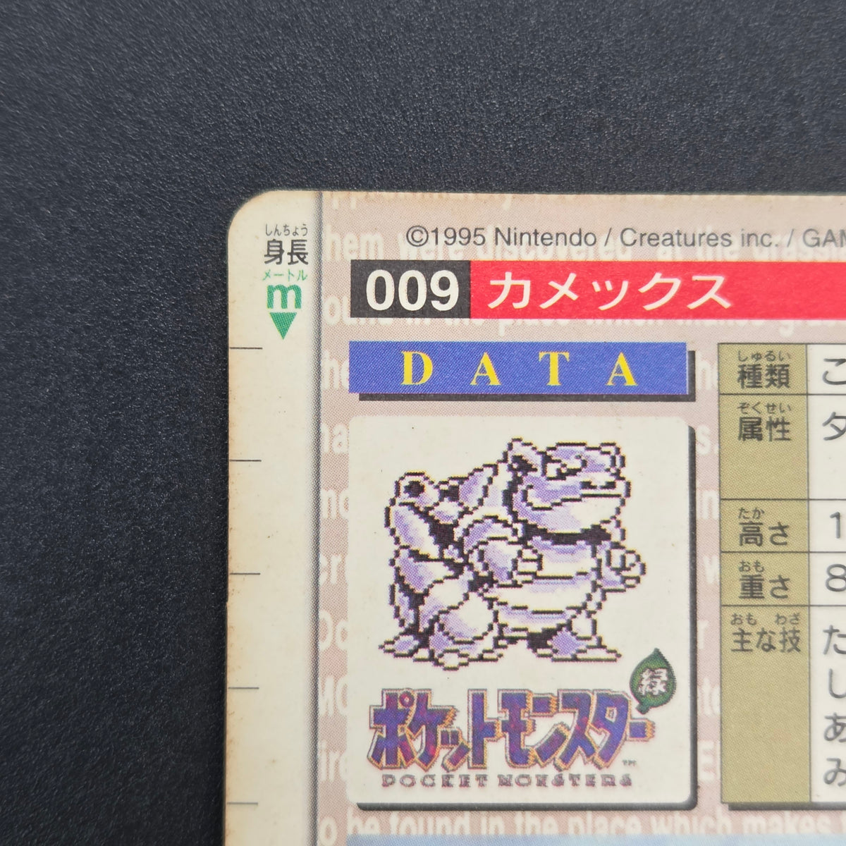 Blastoise File No. 009 Bandai Carddass Red Prism Card