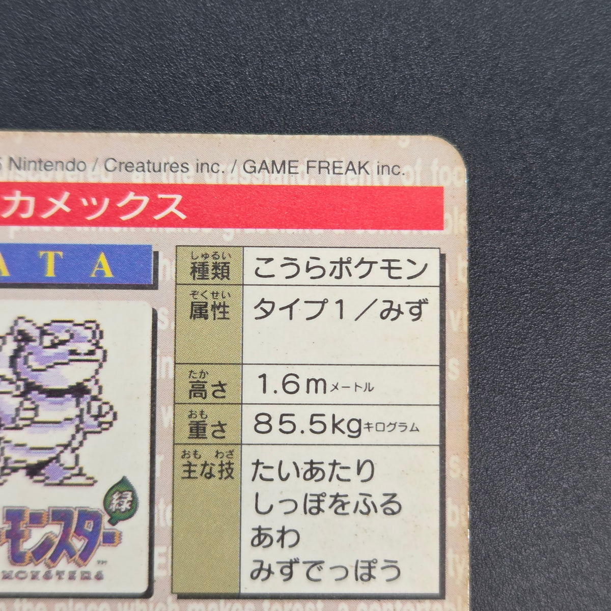 Blastoise File No. 009 Bandai Carddass Red Prism Card