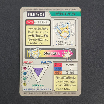Pikachu File No. 025 Bandai Carddass Prism Pokemon Card