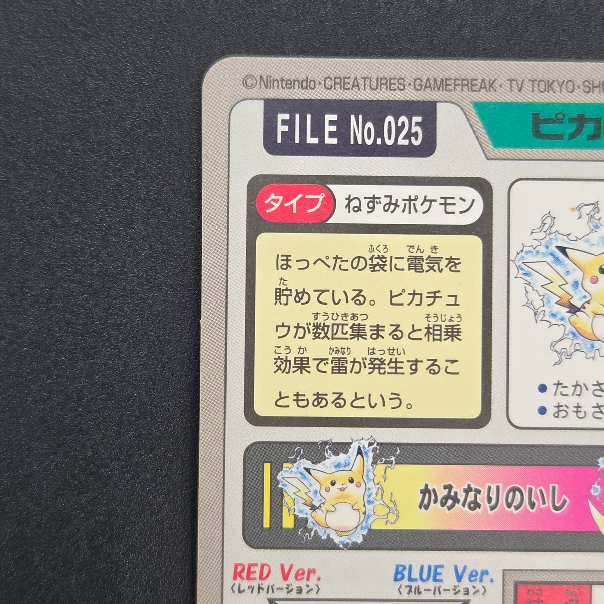 Pikachu File No. 025 Bandai Carddass Prism Pokemon Card