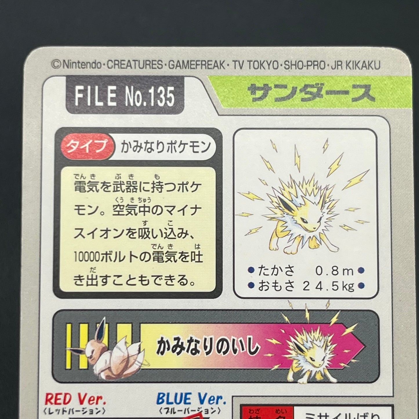 Eevee No.133 Carddass Holo & Vaporeon Jolteon Flareon Card (END)