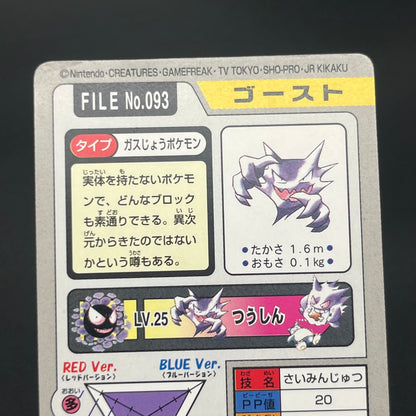 Gengar Gastly Haunter Carddass Nintendo BANDAI Pokémon