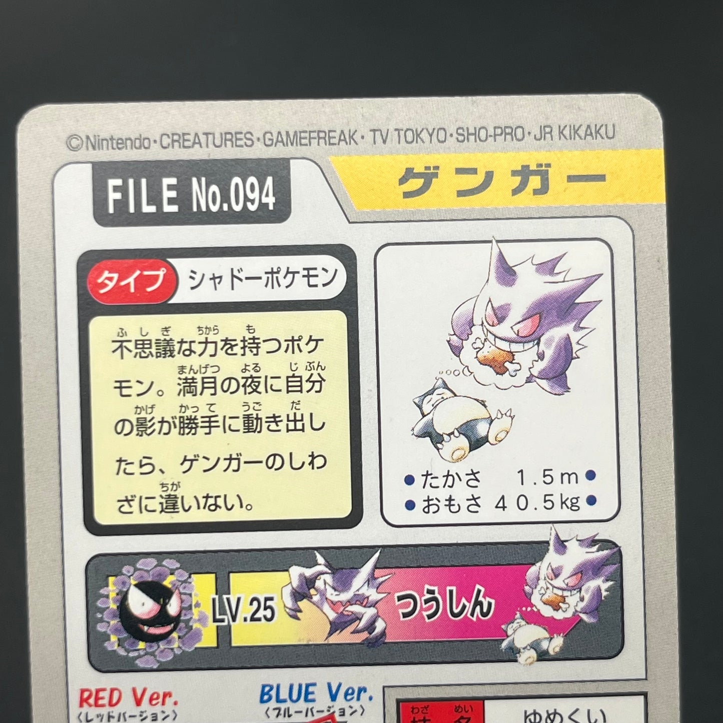 Gengar Gastly Haunter Carddass Nintendo BANDAI Pokémon