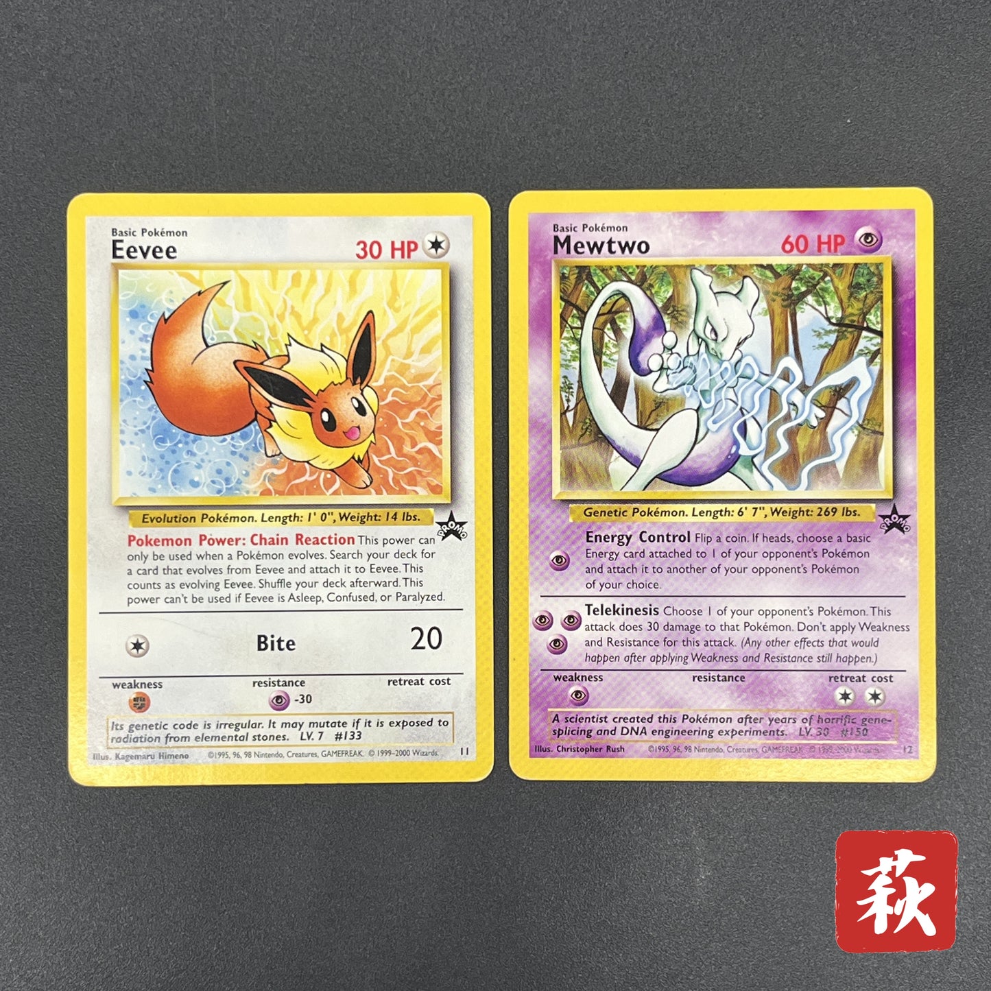 Eevee 11 Mewtwo 12 JR Stamp Rally Promo 2000 Pokemon Card