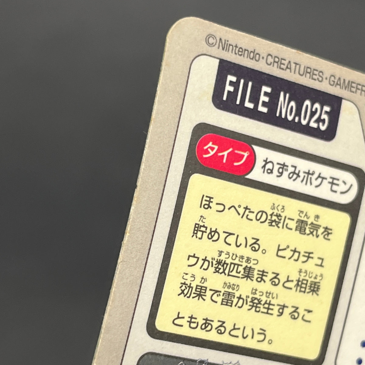 Pikachu File No. 025 Bandai Carddass Prism Pokemon Card